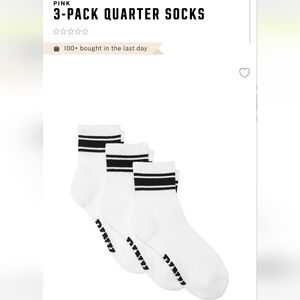PINK Victoria's Secret White and Black Athletic Quarter Socks 3-Pack